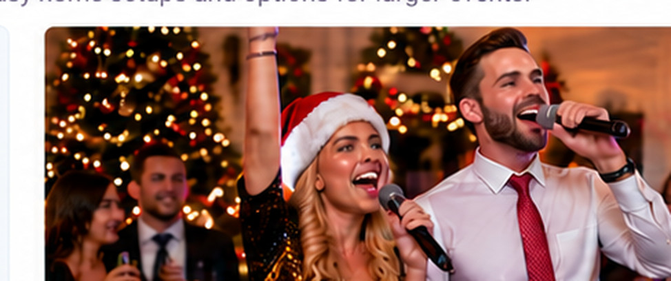 Colleagues enjoying karaoke at a corporate Christmas celebration